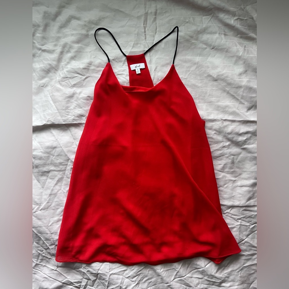 Bright Orange Cami Tank Top with Black Straps